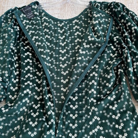 Gracia Womens Floral Velvet Peplum Short Sleeves Top/Blouse/Shirt Size Small - Picture 11 of 11